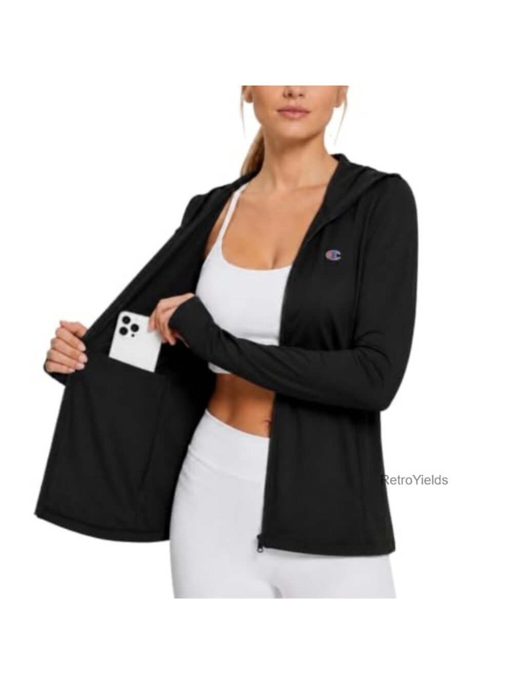 Women's Long Sleeve Sun Hoodie UPF 50+ Zip Up Rash Guard